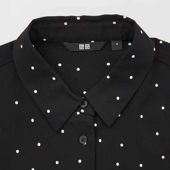 uniqlo black white polka dot button down - Picture 3 of 3